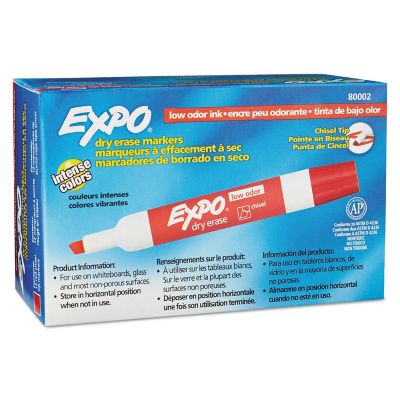 Image showing 4 th Expo Low-Odor Dry-Erase Markers, Broad Chisel Tip, Red, 12-Pack