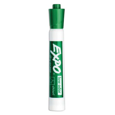 Image showing  Low-Odor Dry-Erase Markers, Broad Chisel Tip, Green, 12-Pack