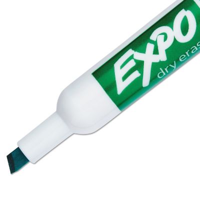 Image showing  Low-Odor Dry-Erase Markers, Broad Chisel Tip, Green, 12-Pack