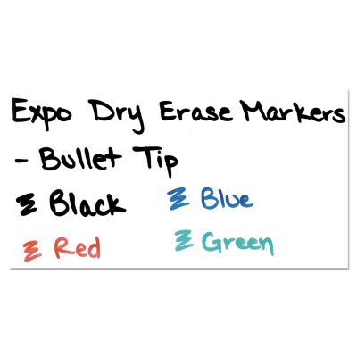Image showing  Low-Odor Dry-Erase Markers, Medium Bullet Tip, Black, 12-Pack