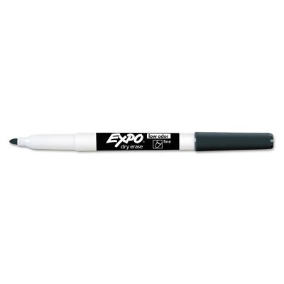 Image showing  Low-Odor Dry-Erase Markers, Fine Bullet Tip, Black, 12-Pack