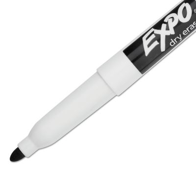 Image showing  Low-Odor Dry-Erase Markers, Fine Bullet Tip, Black, 12-Pack