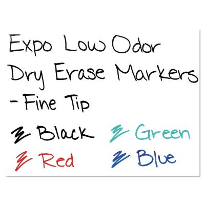 Image showing  Low-Odor Dry-Erase Markers, Fine Bullet Tip, Black, 12-Pack