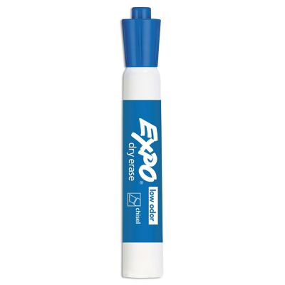Image showing  Low-Odor Dry-Erase Markers, Broad Chisel Tip, Blue, 12-Pack
