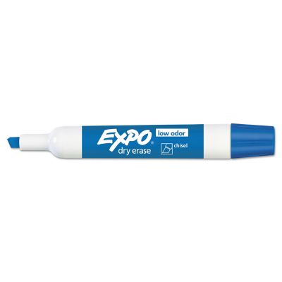 Image showing  Low-Odor Dry-Erase Markers, Broad Chisel Tip, Blue, 12-Pack