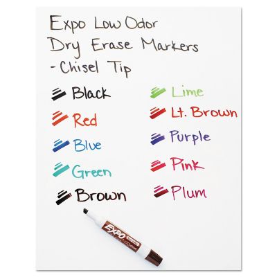 Image showing  Low-Odor Dry-Erase Markers, Broad Chisel Tip, Blue, 12-Pack