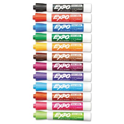 Image showing  Low-Odor Dry-Erase Markers, Broad Chisel Tip, Assorted, 16-Pack
