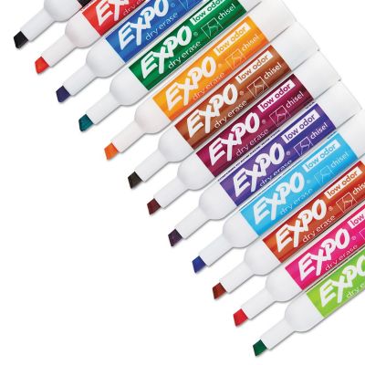 Image showing  Low-Odor Dry-Erase Markers, Broad Chisel Tip, Assorted, 16-Pack