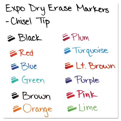 Image showing  Low-Odor Dry-Erase Markers, Broad Chisel Tip, Assorted, 16-Pack