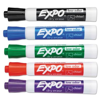 Image showing  Low-Odor Dry-Erase Markers, Broad Chisel Tip, Assorted, 36-Pack
