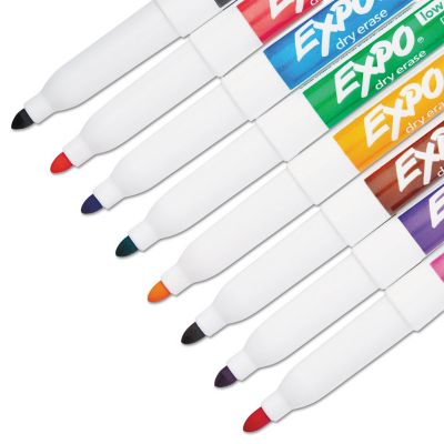 Image showing  Low-Odor Dry-Erase Markers, Fine Bullet Tip, Assorted, 8-Pack