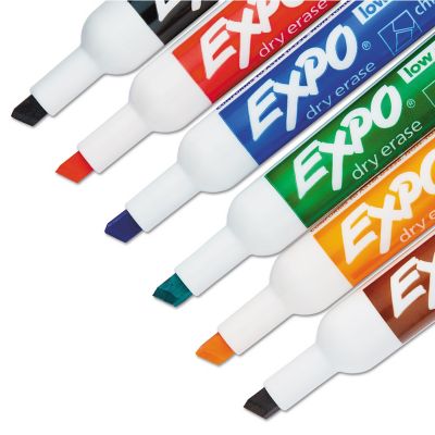Image showing  Low-Odor Dry Erase Marker and Organizer Kit, Broad Chisel Tip, Assorted, 6-Pack