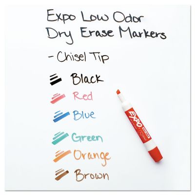 Image showing  Low-Odor Dry Erase Marker and Organizer Kit, Broad Chisel Tip, Assorted, 6-Pack
