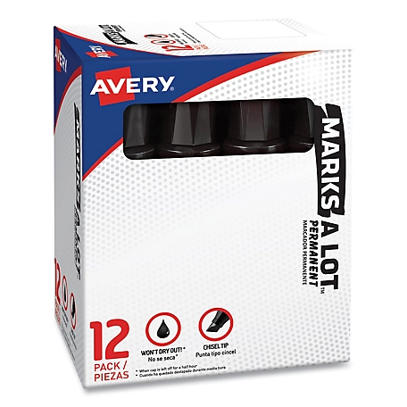 Avery Marks-a-lot Large Desk Style Permanent Markers, Chisel Tip, Black,  Pack Of 12 : Target