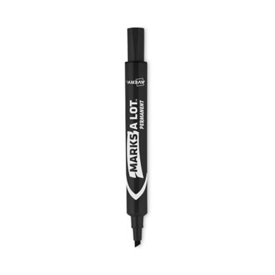 Avery Marks a Lot Large Desk-Style Permanent Markers, Broad Chisel Tip, Black, 12-Pack