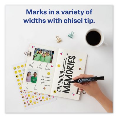 Image showing  Marks a Lot Regular Desk-Style Permanent Markers, Broad Chisel Tip, Black, 12-Pack
