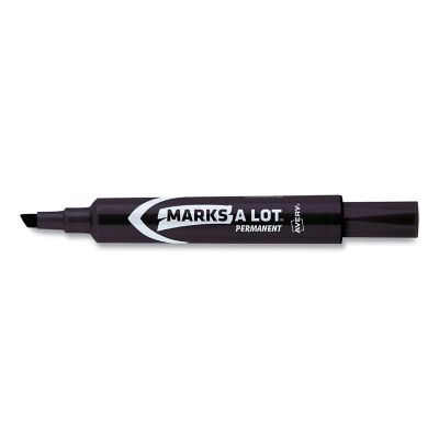 Image showing 7 th Avery Marks a Lot Regular Desk-Style Permanent Markers, Broad Chisel Tip, Black, 12-Pack