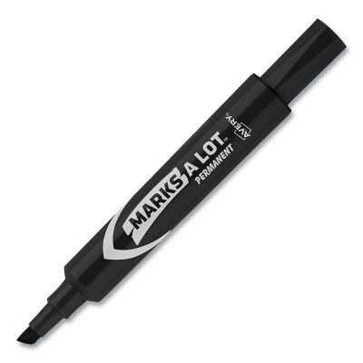 Image showing 8 th Avery Marks a Lot Regular Desk-Style Permanent Markers, Broad Chisel Tip, Black, 12-Pack