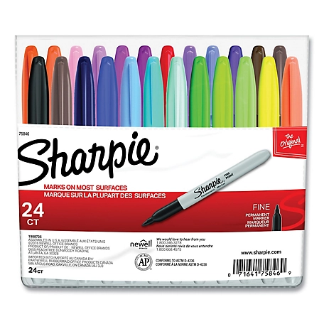 Sharpie Fine Tip Permanent Markers, Assorted Colors, 24-Pack