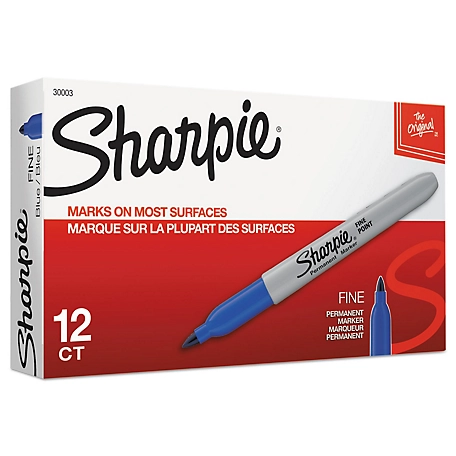 Sharpie Fine Tip Permanent Markers, Blue, 12-Pack