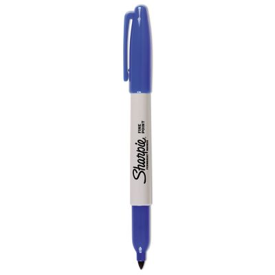 Image showing  Fine Tip Permanent Markers, Blue, 12-Pack