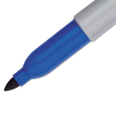Image showing  Fine Tip Permanent Markers, Blue, 12-Pack