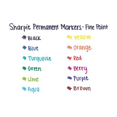 Image showing  Fine Tip Permanent Markers, Blue, 12-Pack