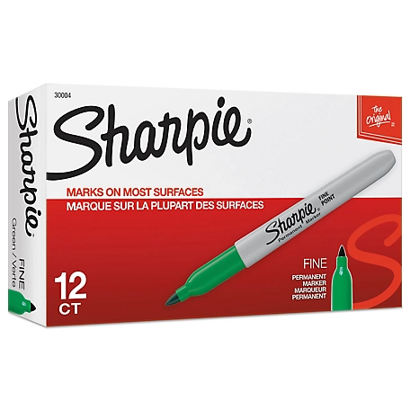 Sharpie Fine Tip Permanent Markers, Green, 12-Pack