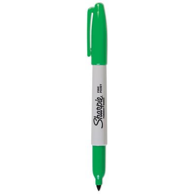 Image showing  Fine Tip Permanent Markers, Green, 12-Pack