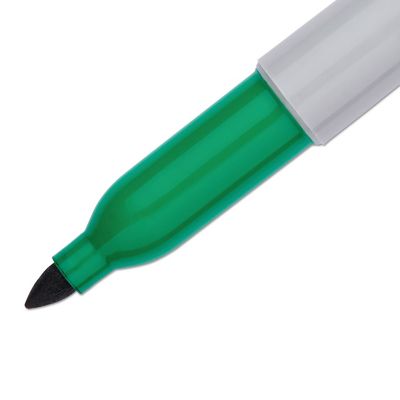 Image showing  Fine Tip Permanent Markers, Green, 12-Pack