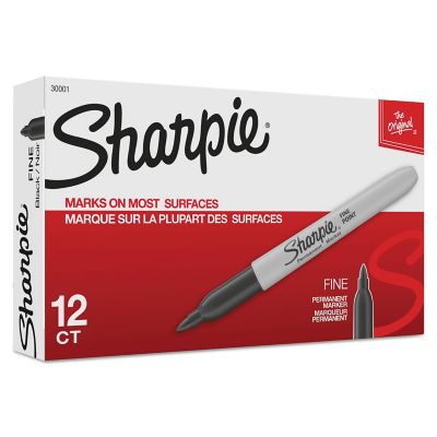 Sharpie Fine Tip Permanent Markers, Black, 12-Pack