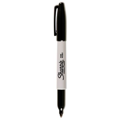 Image showing  Fine Tip Permanent Markers, Black, 12-Pack