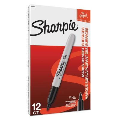 Image showing  Fine Tip Permanent Markers, Black, 12-Pack