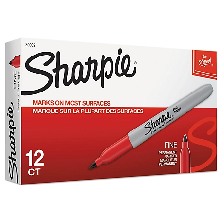 Sharpie Fine Tip Permanent Markers, Red, 12-Pack