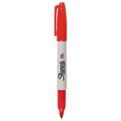 Image showing  Fine Tip Permanent Markers, Red, 12-Pack
