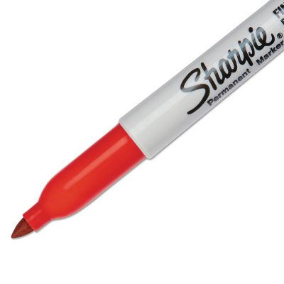 Image showing  Fine Tip Permanent Markers, Red, 12-Pack