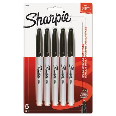 Sharpie Fine Tip Permanent Markers, Black, 5-Pack