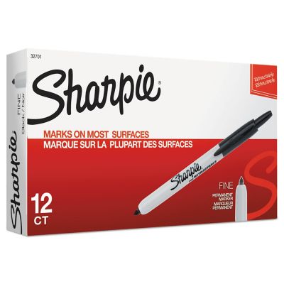 Sharpie Retractable Permanent Markers, Fine Bullet Tip, Black