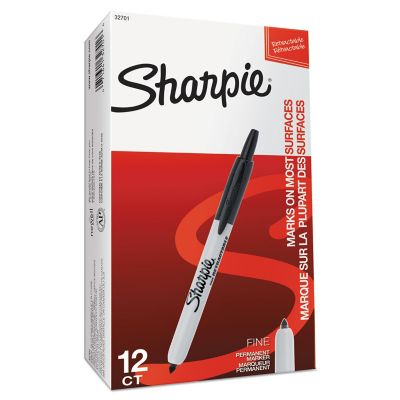 Image showing  Retractable Permanent Markers, Fine Bullet Tip, Black