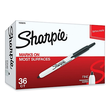 Sharpie Retractable Permanent Markers, Fine Bullet Tip, Black, 36-Pack