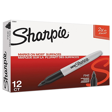 Sharpie Super Permanent Markers, Fine Bullet Tip, Black, 12-Pack