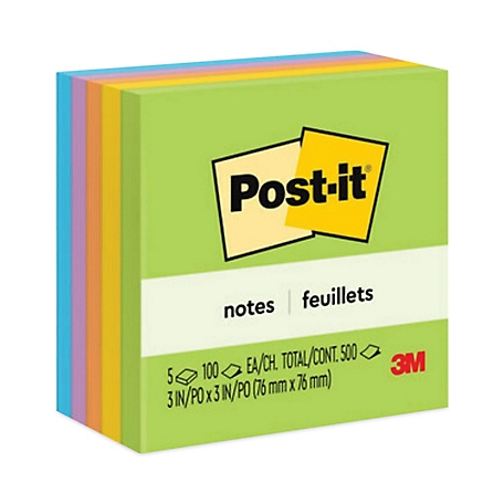 Post-it Notes Original Note Pads in Jaipur Colors, 3 in. x 3 in., 100 Sheets, 5-Pack