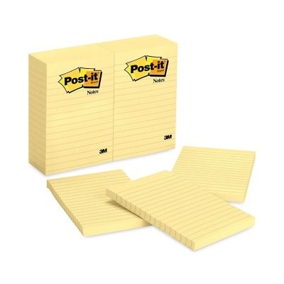 Post-it Notes Original Canary Yellow Note Pads, Lined, 4 in. x 6 in., 100 Sheets, 12-Pack