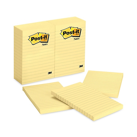 Post-it Notes Original Canary Yellow Note Pads, Lined, 4 in. x 6 in., 100 Sheets, 12 pk.