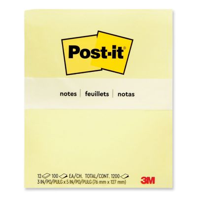 Image showing  Original Canary Yellow Note Pads, 3 in. x 5 in., 100 Sheets, 12-Pack