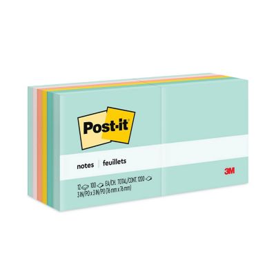 Post-it Notes Original Note Pads in Marseille Colors, 3 in. x 3 in., 100 Sheets, 12-Pack