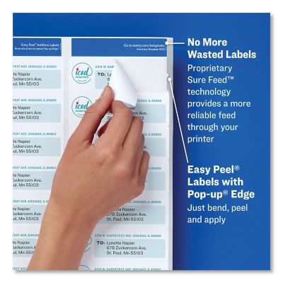 Image showing  Easy Peel Address Labels with Sure Feed Technology, Laser Printers, 1 in. x 2.63 in., White, 100-Pack
