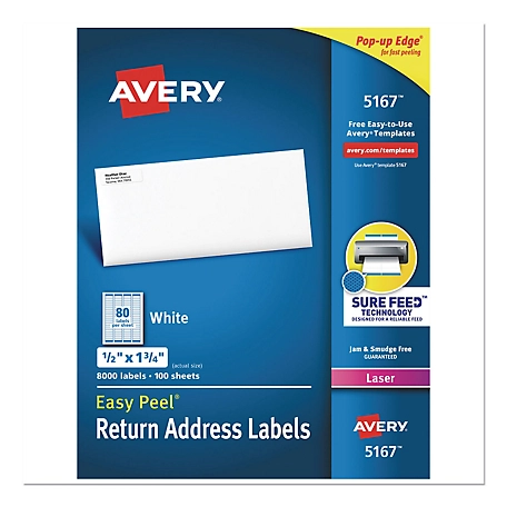 Avery Easy Peel Address Labels with Sure Feed Technology, 0.5 in. x 1.75 in., White, 100-Pack