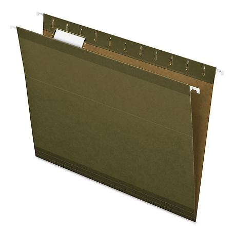Pendaflex Reinforced Hanging File Folders, Letter Size, 1/5-Cut Tab, Standard Green