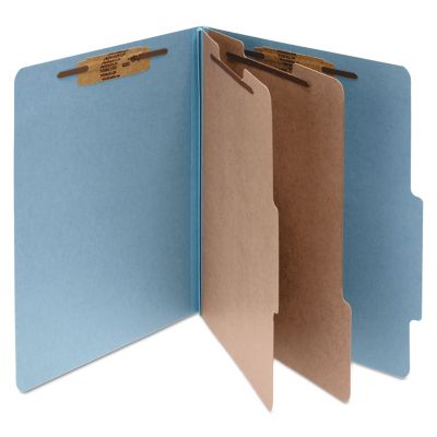 ACCO Pressboard Classification Folders, 2 Dividers, Letter Size, Sky Blue, 10-Pack